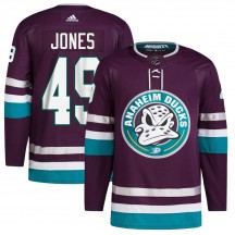 Men's Adidas Anaheim Ducks Max Jones Purple 30th Anniversary Primegreen Jersey - Authentic