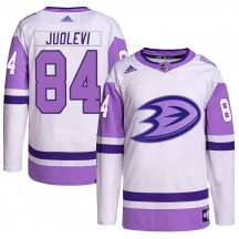 Men's Adidas Anaheim Ducks Olli Juolevi White/Purple Hockey Fights Cancer Primegreen Jersey - Authentic