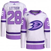 Men's Adidas Anaheim Ducks Vinni Lettieri White/Purple Hockey Fights Cancer Primegreen Jersey - Authentic
