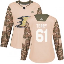 Women's Adidas Anaheim Ducks Troy Terry Camo Veterans Day Practice Jersey - Authentic