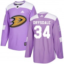 Youth Adidas Anaheim Ducks Jamie Drysdale Purple Fights Cancer Practice Jersey - Authentic