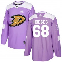 Youth Adidas Anaheim Ducks Tom Hodges Purple Fights Cancer Practice Jersey - Authentic