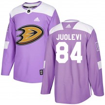 Youth Adidas Anaheim Ducks Olli Juolevi Purple Fights Cancer Practice Jersey - Authentic