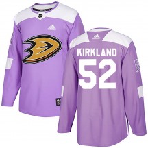 Youth Adidas Anaheim Ducks Justin Kirkland Purple Fights Cancer Practice Jersey - Authentic