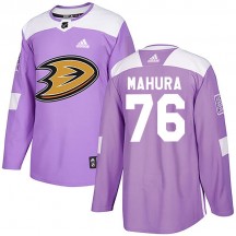 Youth Adidas Anaheim Ducks Josh Mahura Purple Fights Cancer Practice Jersey - Authentic