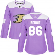 Women's Adidas Anaheim Ducks Simon Benoit Purple Fights Cancer Practice Jersey - Authentic