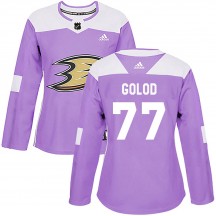 Women's Adidas Anaheim Ducks Max Golod Purple Fights Cancer Practice Jersey - Authentic