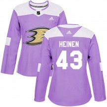 Women's Adidas Anaheim Ducks Danton Heinen Purple ized Fights Cancer Practice Jersey - Authentic