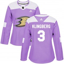 Women's Adidas Anaheim Ducks John Klingberg Purple Fights Cancer Practice Jersey - Authentic