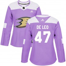 Women's Adidas Anaheim Ducks Chase De Leo Purple Fights Cancer Practice Jersey - Authentic