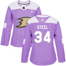 Women's Adidas Anaheim Ducks Sam Steel Purple Fights Cancer Practice Jersey - Authentic