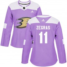 Women's Adidas Anaheim Ducks Trevor Zegras Purple Fights Cancer Practice Jersey - Authentic