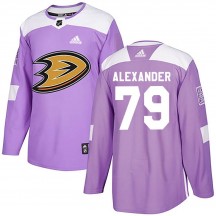 Men's Adidas Anaheim Ducks Gage Alexander Purple Fights Cancer Practice Jersey - Authentic