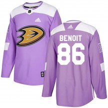 Men's Adidas Anaheim Ducks Simon Benoit Purple Fights Cancer Practice Jersey - Authentic