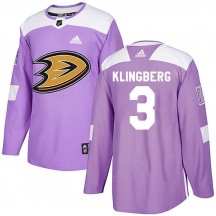 Men's Adidas Anaheim Ducks John Klingberg Purple Fights Cancer Practice Jersey - Authentic
