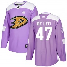Men's Adidas Anaheim Ducks Chase De Leo Purple Fights Cancer Practice Jersey - Authentic