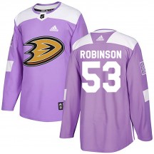 Men's Adidas Anaheim Ducks Buddy Robinson Purple Fights Cancer Practice Jersey - Authentic