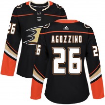 Women's Adidas Anaheim Ducks Andrew Agozzino Black ized Home Jersey - Authentic