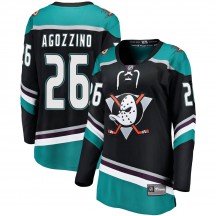 Women's Fanatics Branded Anaheim Ducks Andrew Agozzino Black ized Alternate Jersey - Breakaway