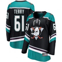 Women's Fanatics Branded Anaheim Ducks Troy Terry Black Alternate Jersey - Breakaway