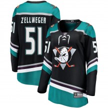 Women's Fanatics Branded Anaheim Ducks Olen Zellweger Black Alternate Jersey - Breakaway