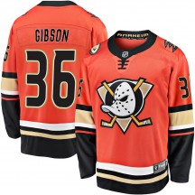 Youth Fanatics Branded Anaheim Ducks John Gibson Orange Breakaway 2019/20 Alternate Jersey - Premier