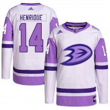 Youth Adidas Anaheim Ducks Adam Henrique White/Purple Hockey Fights Cancer Primegreen Jersey - Authentic