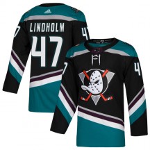 Men's Adidas Anaheim Ducks Hampus Lindholm Black Teal Alternate Jersey - Authentic