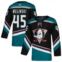 Men's Adidas Anaheim Ducks Andy Welinski Black Teal Alternate Jersey - Authentic