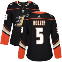 Women's Adidas Anaheim Ducks Korbinian Holzer Black Home Jersey - Authentic