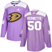 Men's Adidas Anaheim Ducks Antoine Vermette Purple Fights Cancer Practice Jersey - Authentic