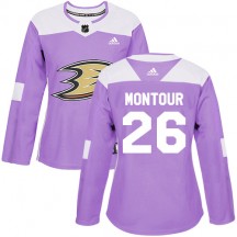 Women's Adidas Anaheim Ducks Brandon Montour Purple Fights Cancer Practice Jersey - Authentic