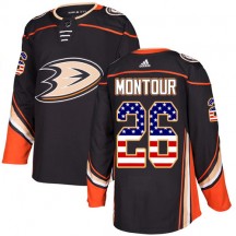 Youth Adidas Anaheim Ducks Brandon Montour Black USA Flag Fashion Jersey - Authentic