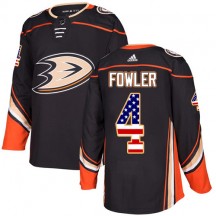 Men's Adidas Anaheim Ducks Cam Fowler Black USA Flag Fashion Jersey - Authentic