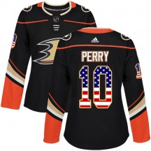 Women's Adidas Anaheim Ducks Corey Perry Black USA Flag Fashion Jersey - Authentic