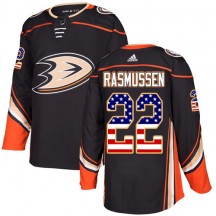 Men's Adidas Anaheim Ducks Dennis Rasmussen Black USA Flag Fashion Jersey - Authentic