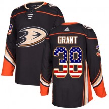 Men's Adidas Anaheim Ducks Derek Grant Black USA Flag Fashion Jersey - Authentic