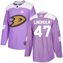 Men's Adidas Anaheim Ducks Hampus Lindholm Purple Fights Cancer Practice Jersey - Authentic