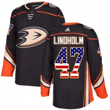Youth Adidas Anaheim Ducks Hampus Lindholm Black USA Flag Fashion Jersey - Authentic