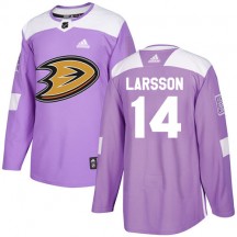 Men's Adidas Anaheim Ducks Jacob Larsson Purple Fights Cancer Practice Jersey - Authentic