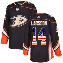 Youth Adidas Anaheim Ducks Jacob Larsson Black USA Flag Fashion Jersey - Authentic