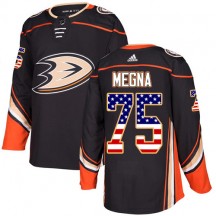 Men's Adidas Anaheim Ducks Jaycob Megna Black USA Flag Fashion Jersey - Authentic