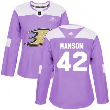 Women's Adidas Anaheim Ducks Josh Manson Purple Fights Cancer Practice Jersey - Authentic