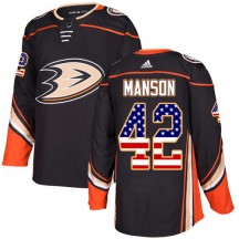 Men's Adidas Anaheim Ducks Josh Manson Black USA Flag Fashion Jersey - Authentic