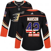 Women's Adidas Anaheim Ducks Josh Manson Black USA Flag Fashion Jersey - Authentic