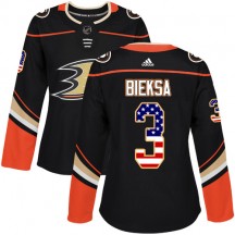 Women's Adidas Anaheim Ducks Kevin Bieksa Black USA Flag Fashion Jersey - Authentic