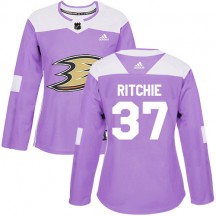 Women's Adidas Anaheim Ducks Nick Ritchie Purple Fights Cancer Practice Jersey - Authentic