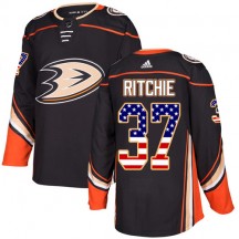 Men's Adidas Anaheim Ducks Nick Ritchie Black USA Flag Fashion Jersey - Authentic