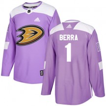 Men's Adidas Anaheim Ducks Reto Berra Purple Fights Cancer Practice Jersey - Authentic