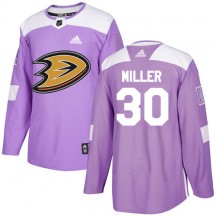 Men's Adidas Anaheim Ducks Ryan Miller Purple Fights Cancer Practice Jersey - Authentic